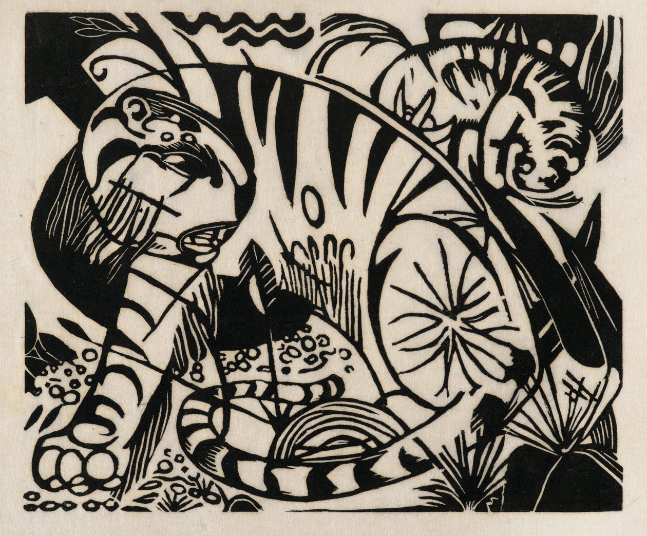 Tigre, 1912 (xilogravura no papel do Japão) de Franz Marc