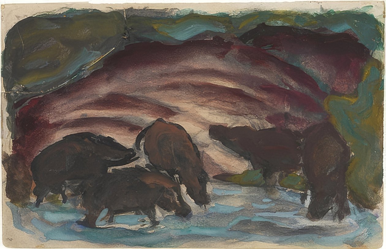 Javalis pela água. 1910-11 de Franz Marc