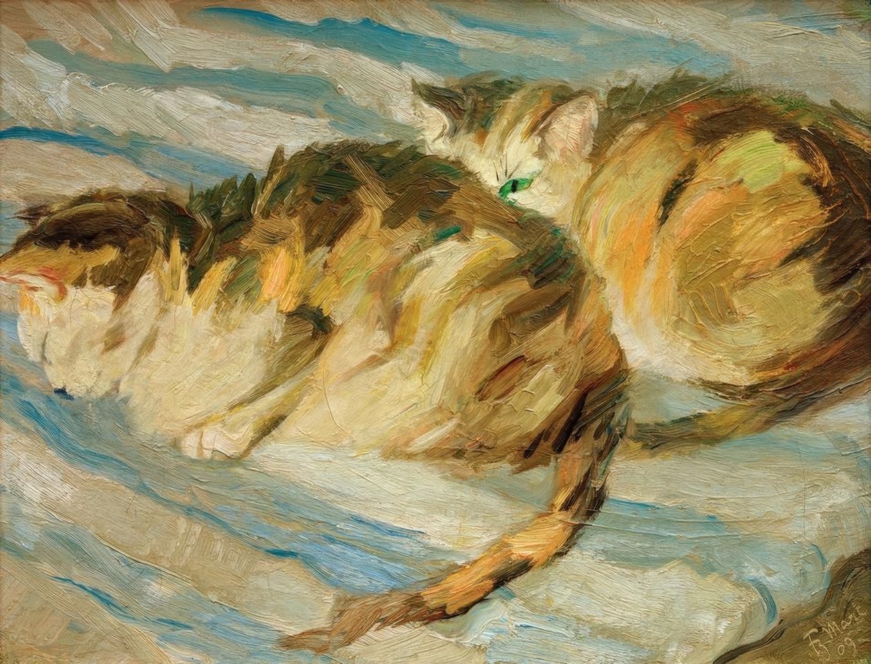 Dois gatos cinzentos (Estudo de gato II) de Franz Marc
