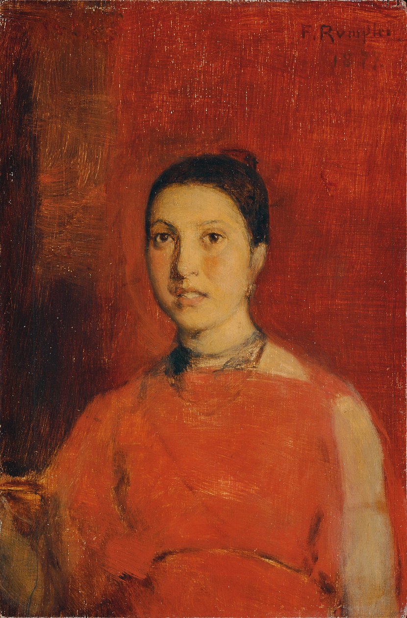 menina de vestido vermelho de Franz Rumpler