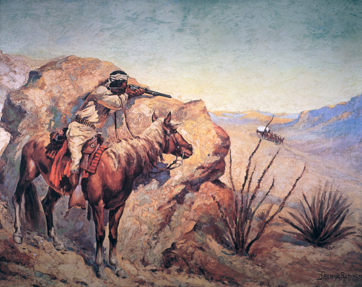 Apache Ambush (óleo sobre tela) de Frederic Remington