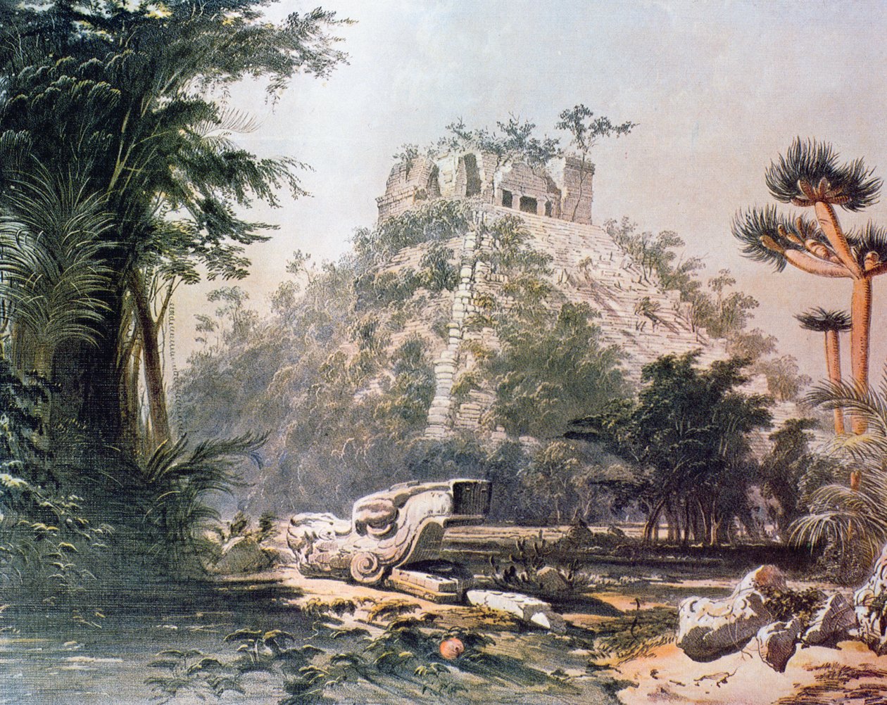 Vista de El Castillo, 1844 (lito colorido) de Frederick Catherwood
