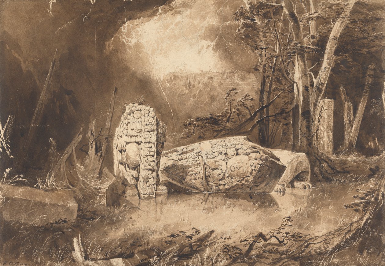 Maya Stela em Copan, Honduras de Frederick Catherwood