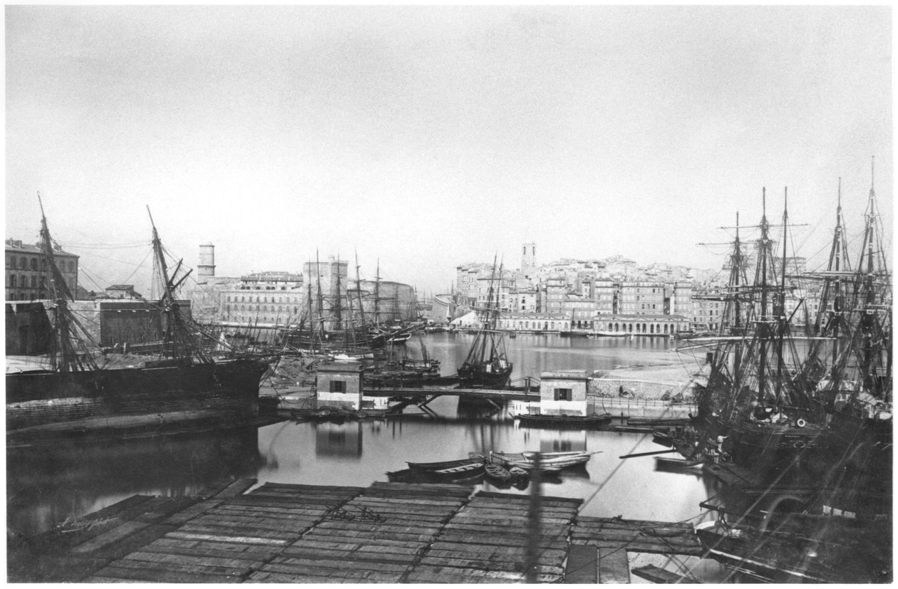 Vista do porto de Marselha, final do século XIX de French Photographer