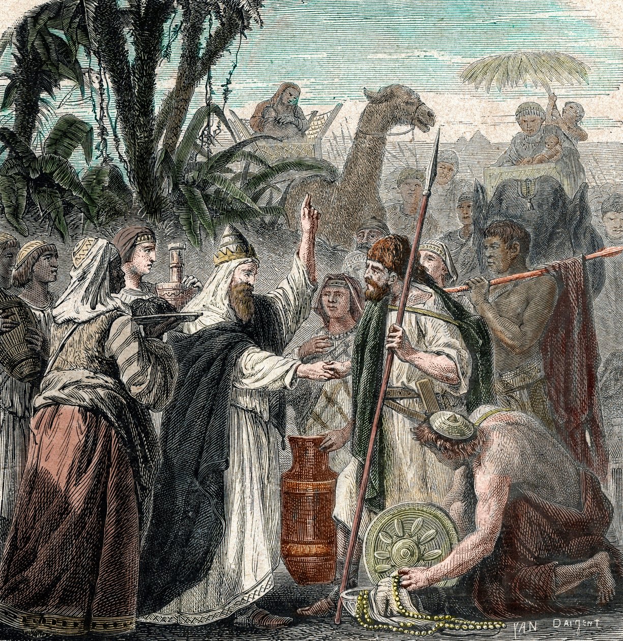 Reunião de Abraham e Melchizedek (gravura) de French School