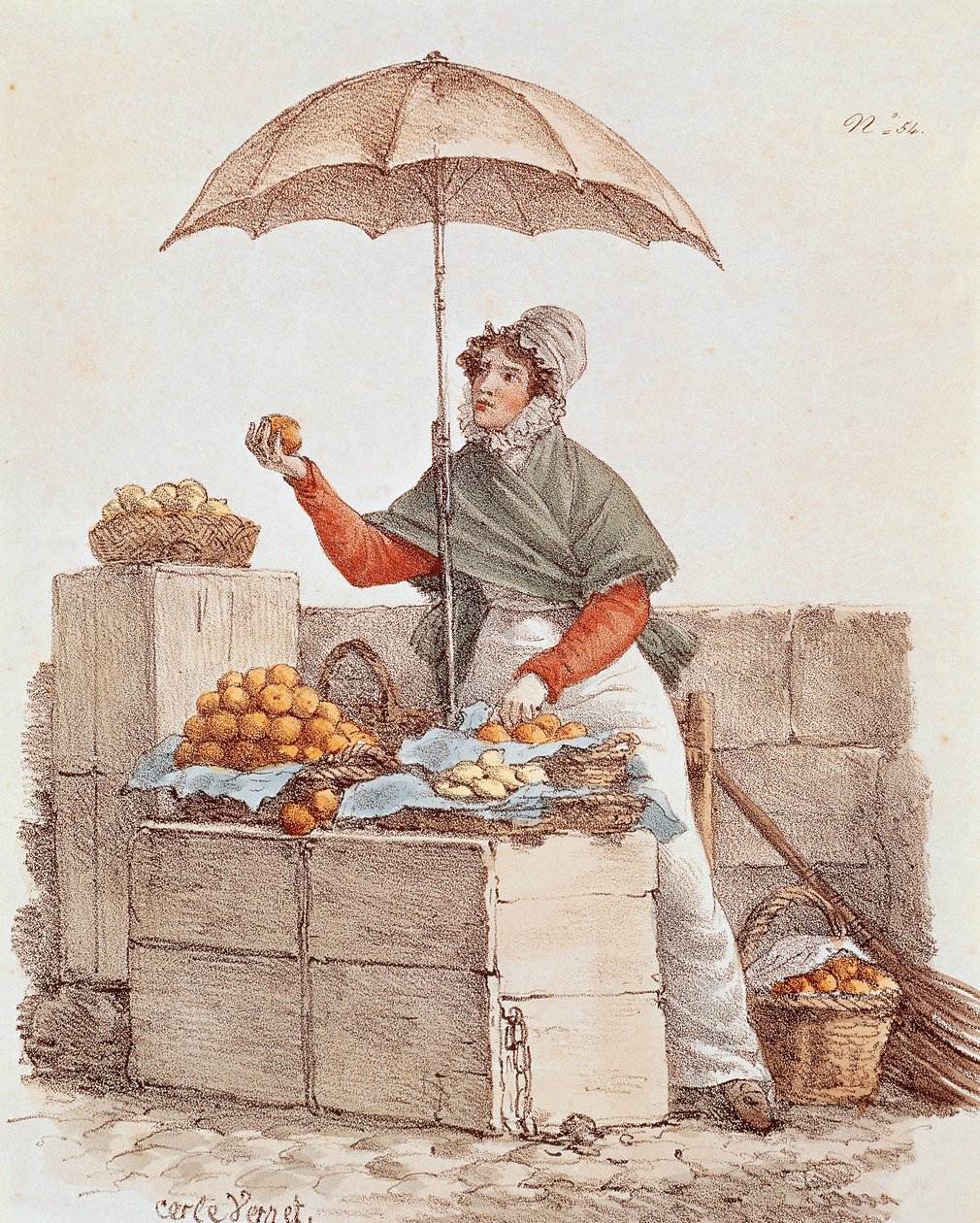 Orange seller, print, França de French School