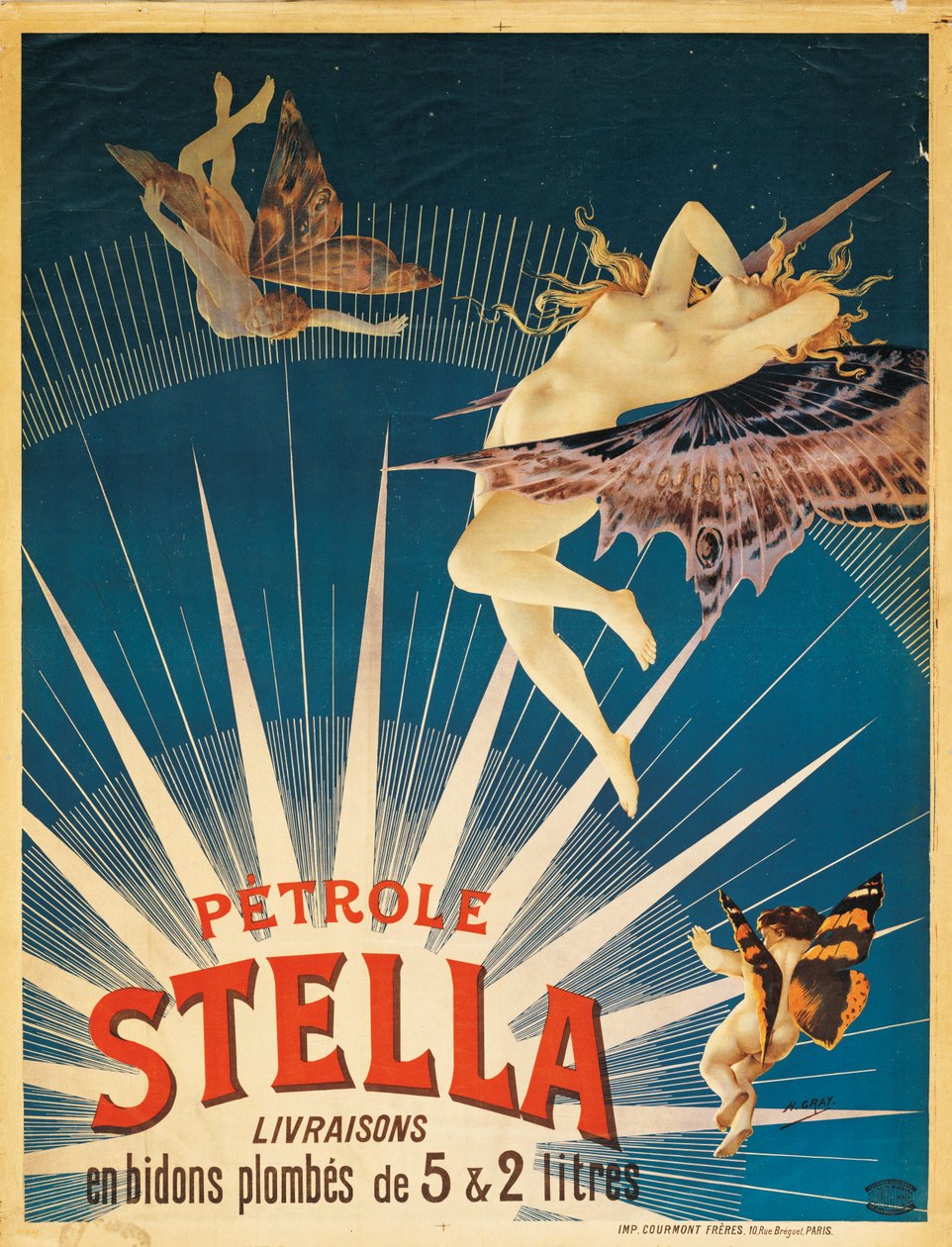 Poster publicidade Stella gasolina, 1897 de French School