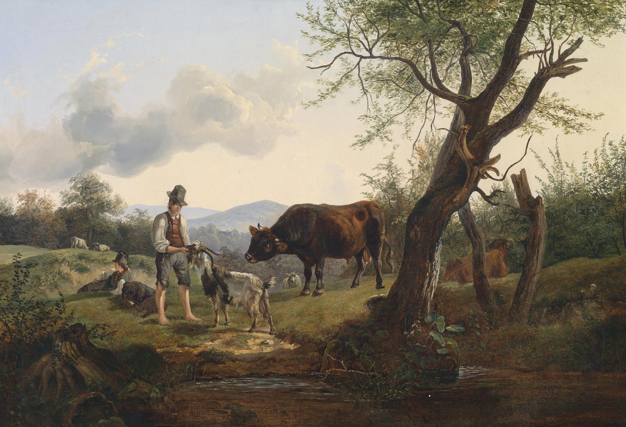 Pastor com cabra de Friedrich Gauermann