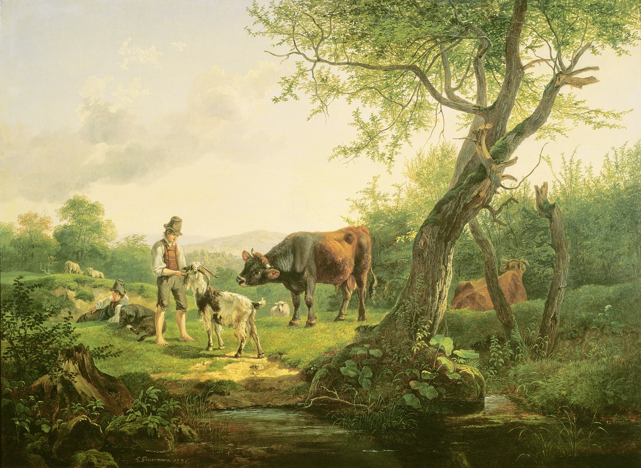 Paisagem com pastor, 1826 de Friedrich Gauermann