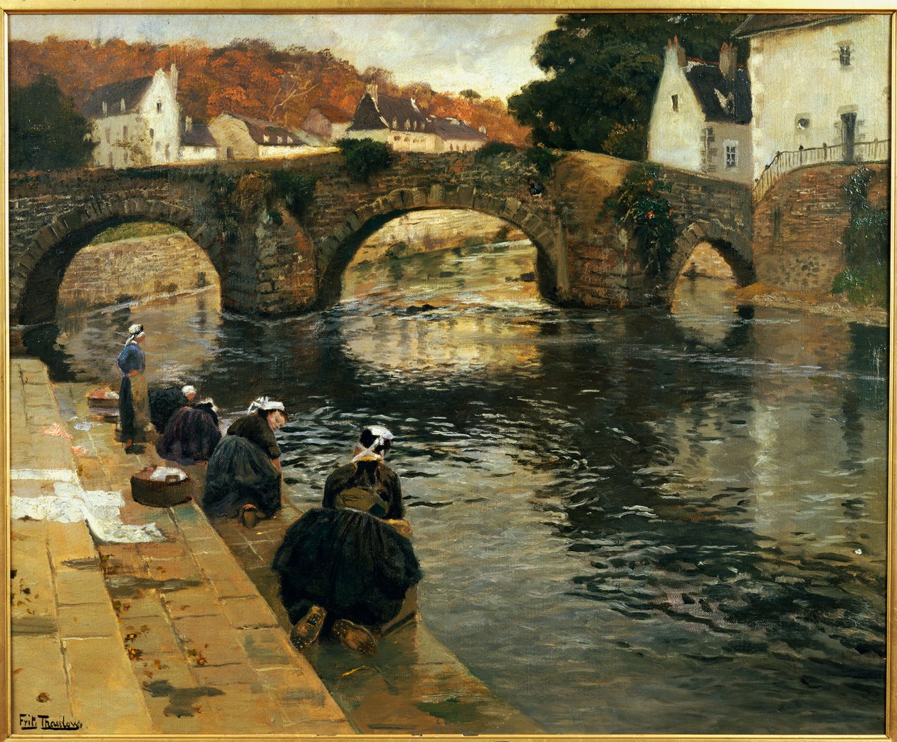 Lavadeiras pela manhã em Quimperle de Frits Thaulow