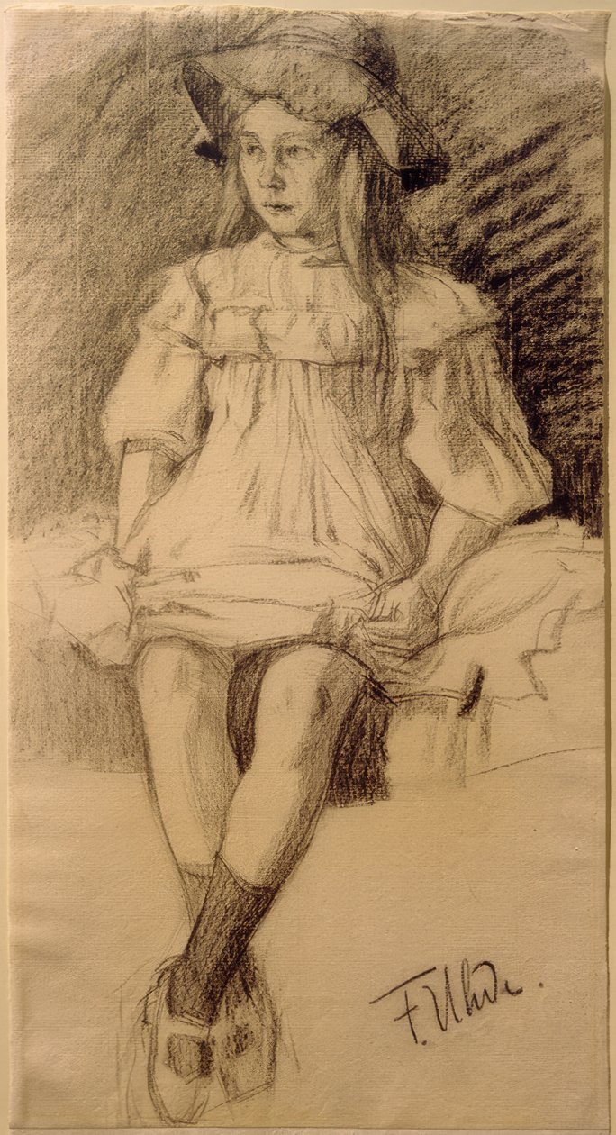 Menina sentada com chapéu de Fritz von Uhde