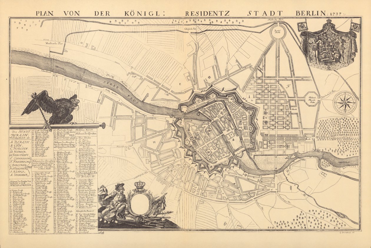 Mapa de Berlim, 1737 de G. Dusableau