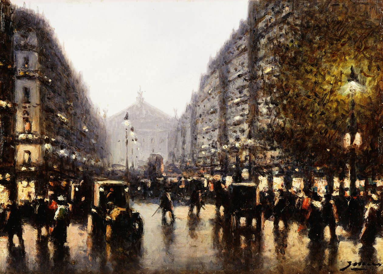 A Street Scene, Paris de Gaspar Miro Lleo