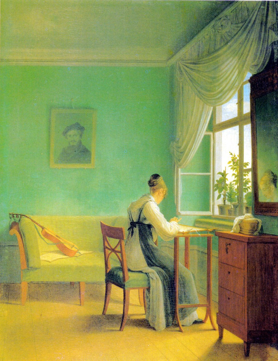 Mulher bordada de Georg Friedrich Kersting