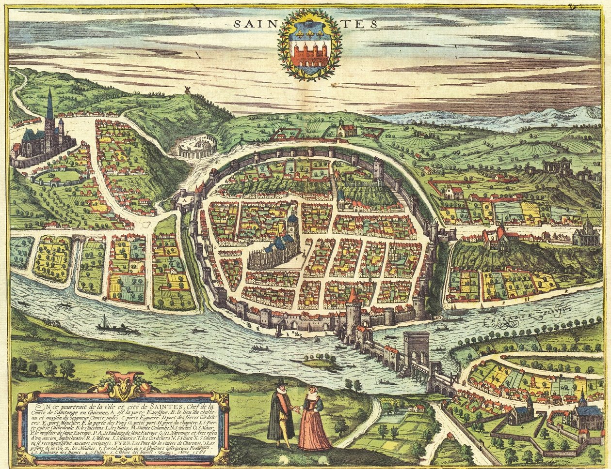 Saintes, França de Georg and Hogenberg Franz (1535 90) Braun