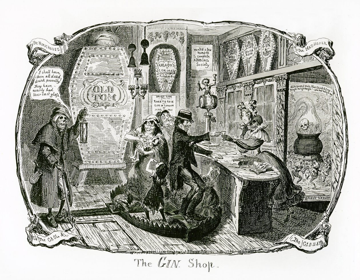 O Gin Shop, 1829 de George Cruikshank