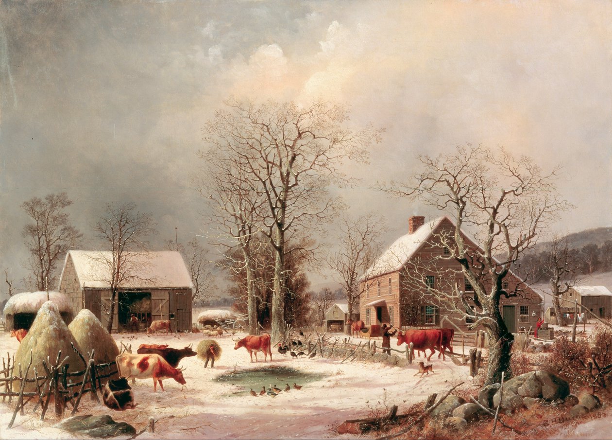 Pátio no inverno de George Henry Durrie
