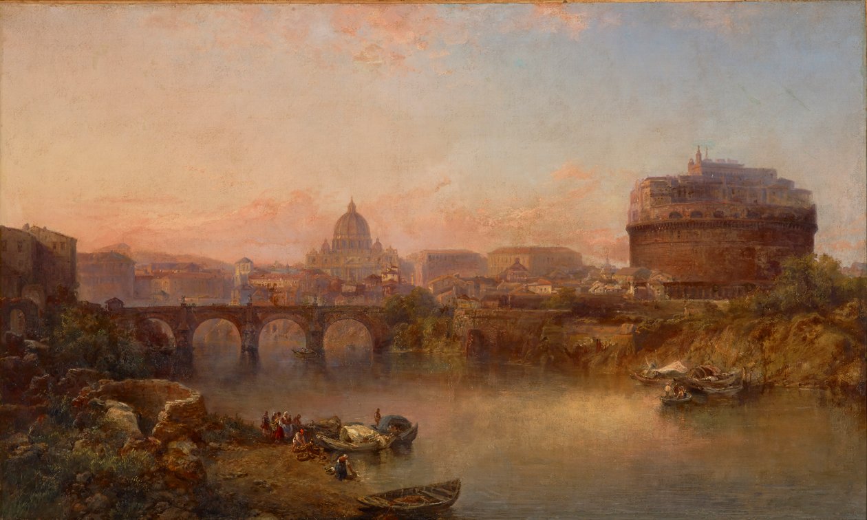 Pôr do sol no Tibre, Roma de George Loring Brown