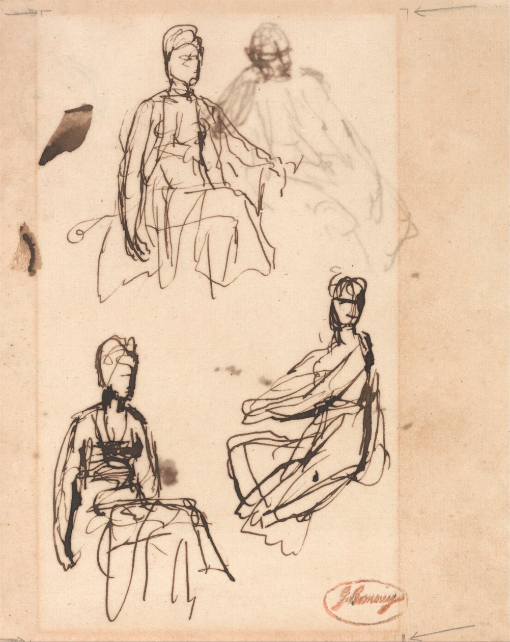 Mulher sentada - três estudos de George Romney