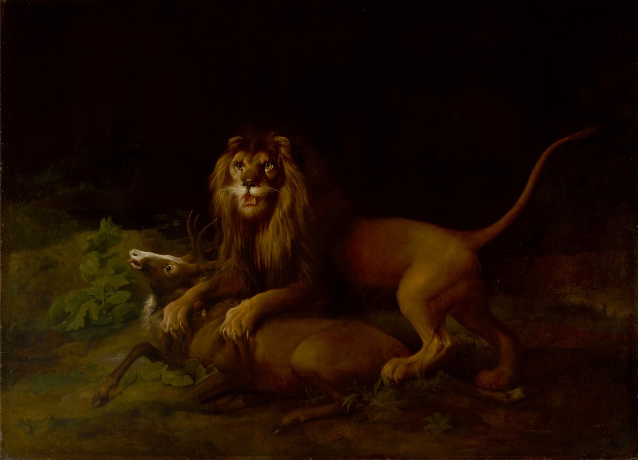 Um leão atacando um veado de George Stubbs