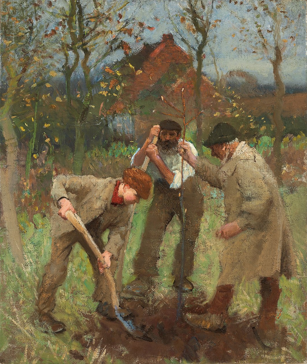 Plantar uma árvore (óleo sobre tela) de George Clausen
