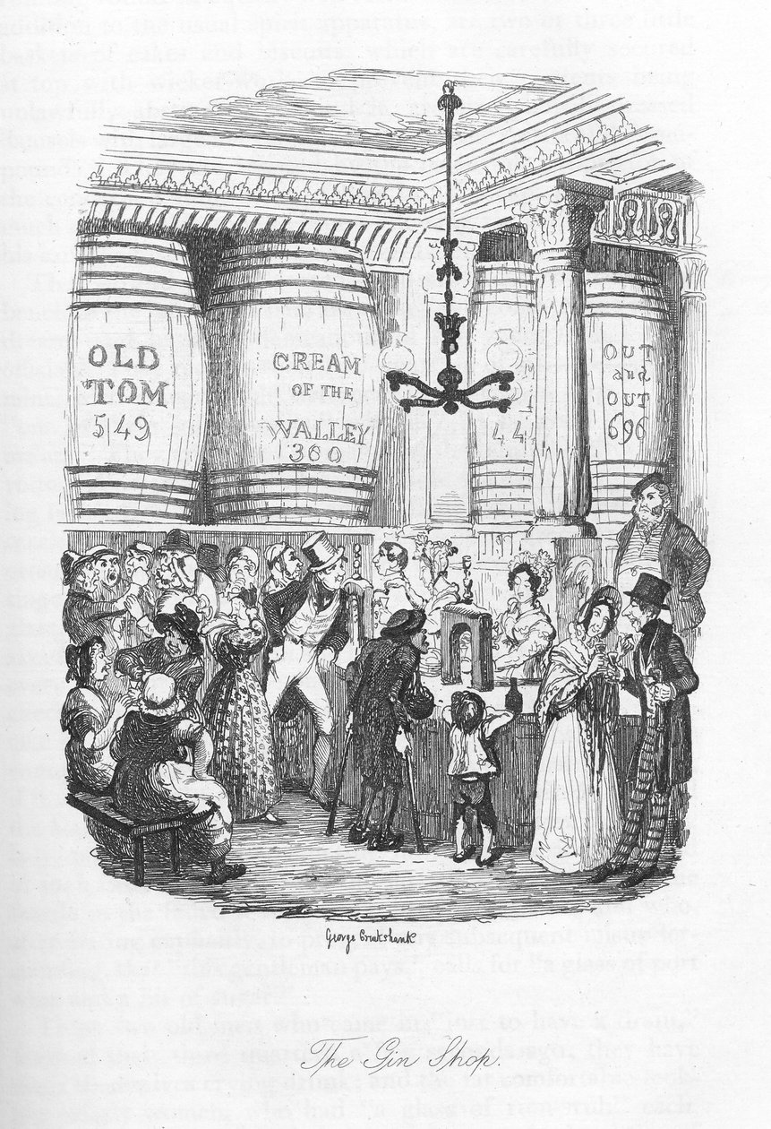 A loja de gin, c.1836 de George Cruikshank