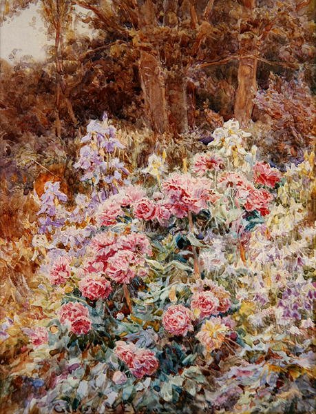 Peónias e Íris de George Samuel Elgood