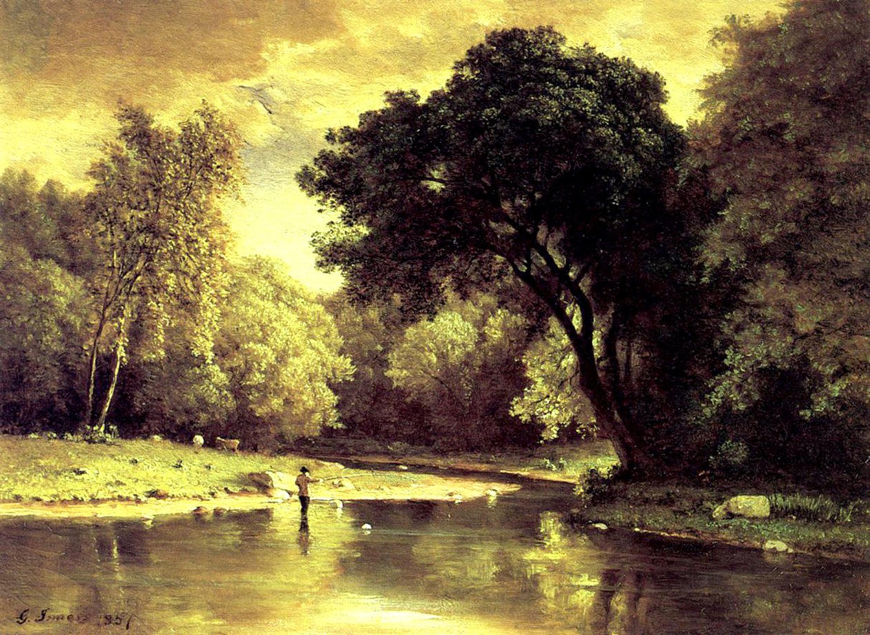 Pescador em um riacho de George Snr. Inness