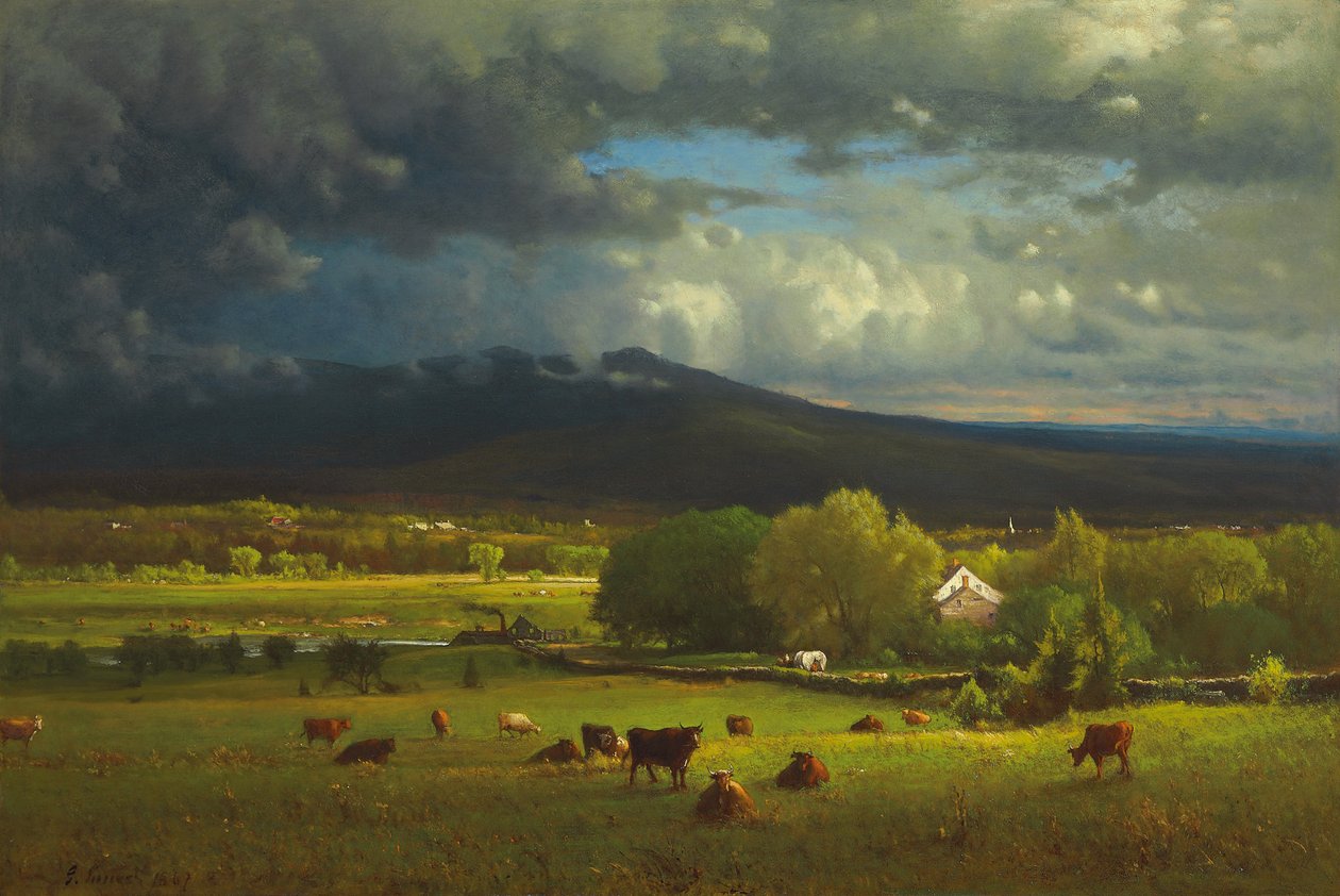 Pôr do sol no rio, 1867 de George Snr. Inness