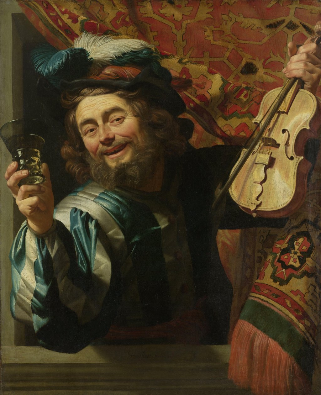 O Fiddler Feliz de Gerrit van Honthorst