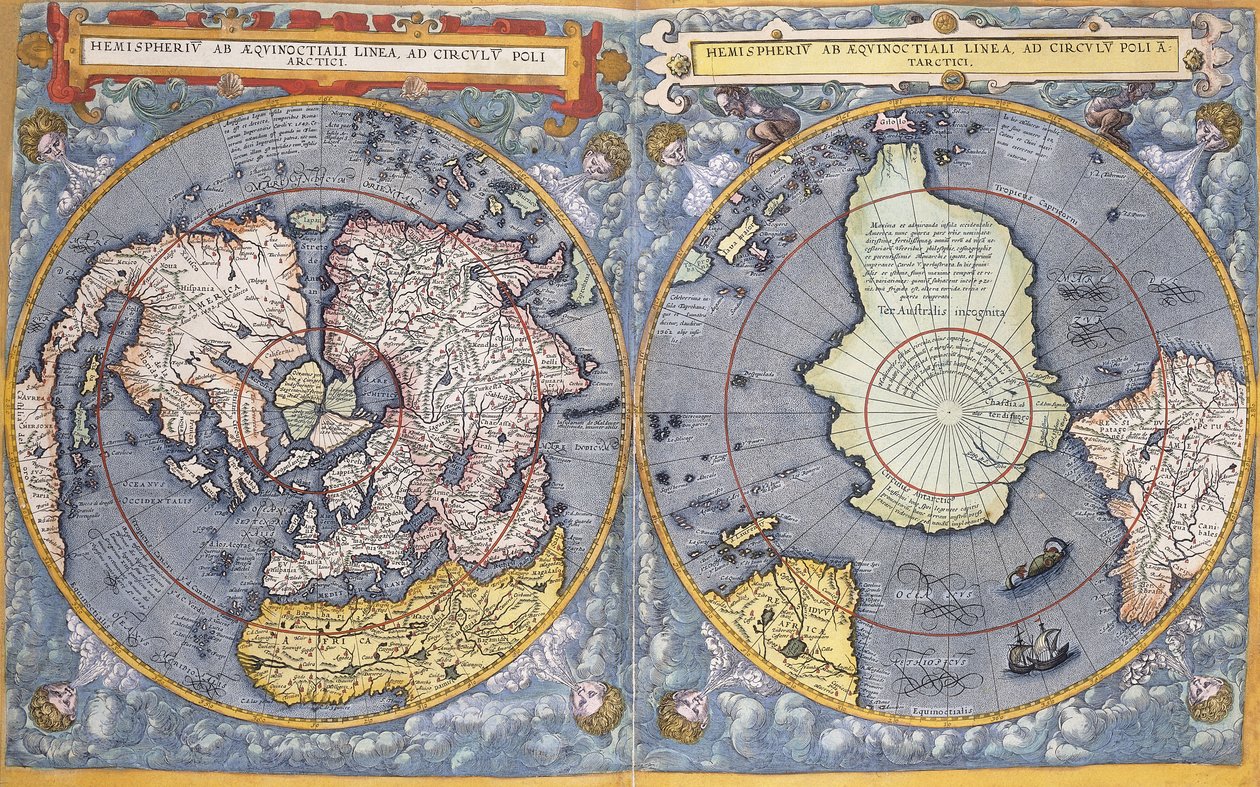 Polos Norte e Sul, 1593 de Gerard de Jode