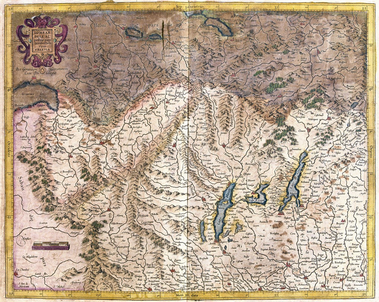 Norte de Itália (gravura de Gerardus Mercator