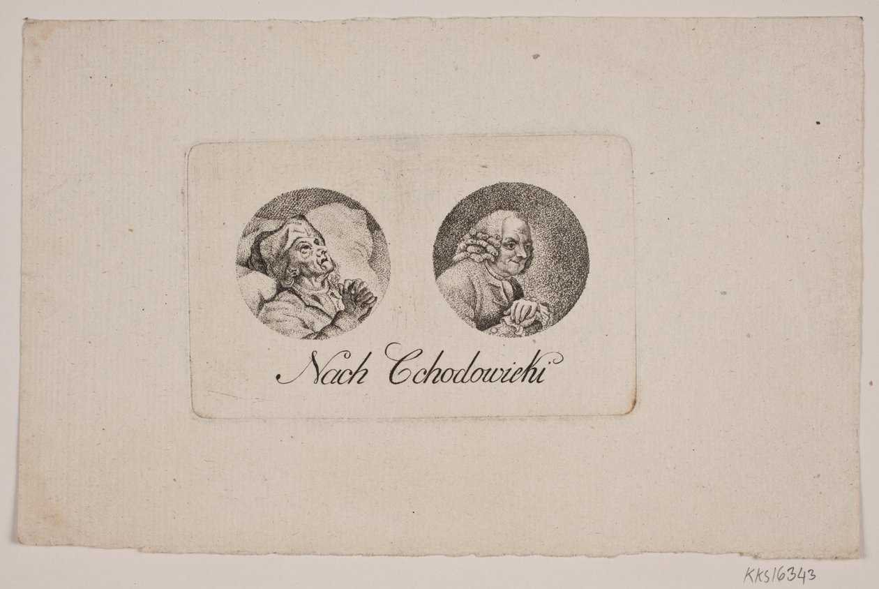 Folha com dois retratos de tondo de Gerhard Ludvig Lahde