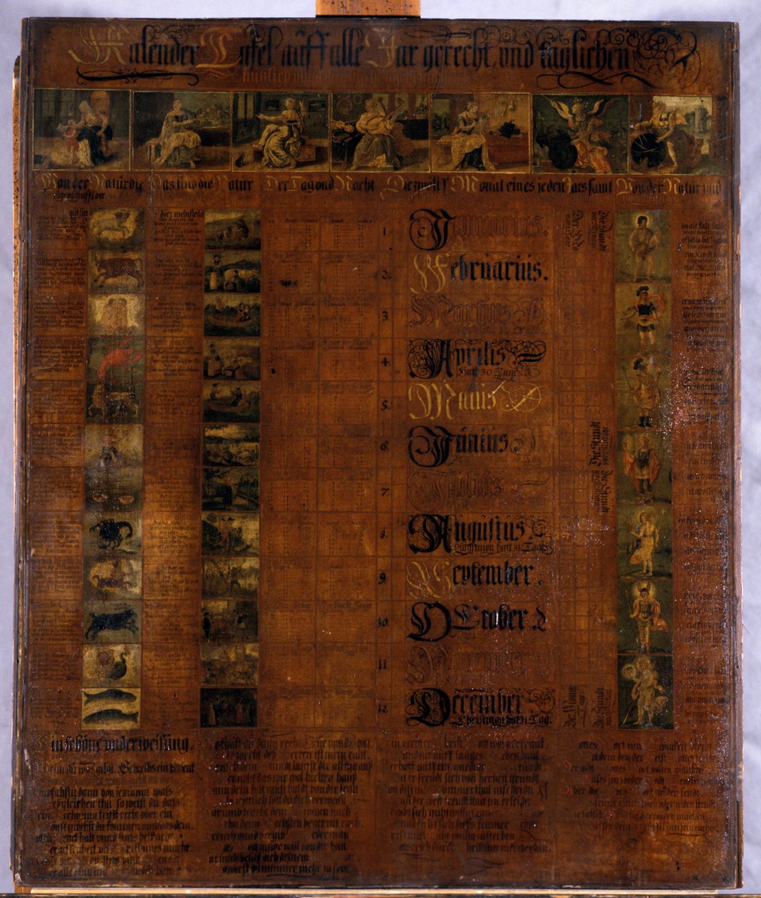 Calendário, 1601-50 (madeira pintada) de German School