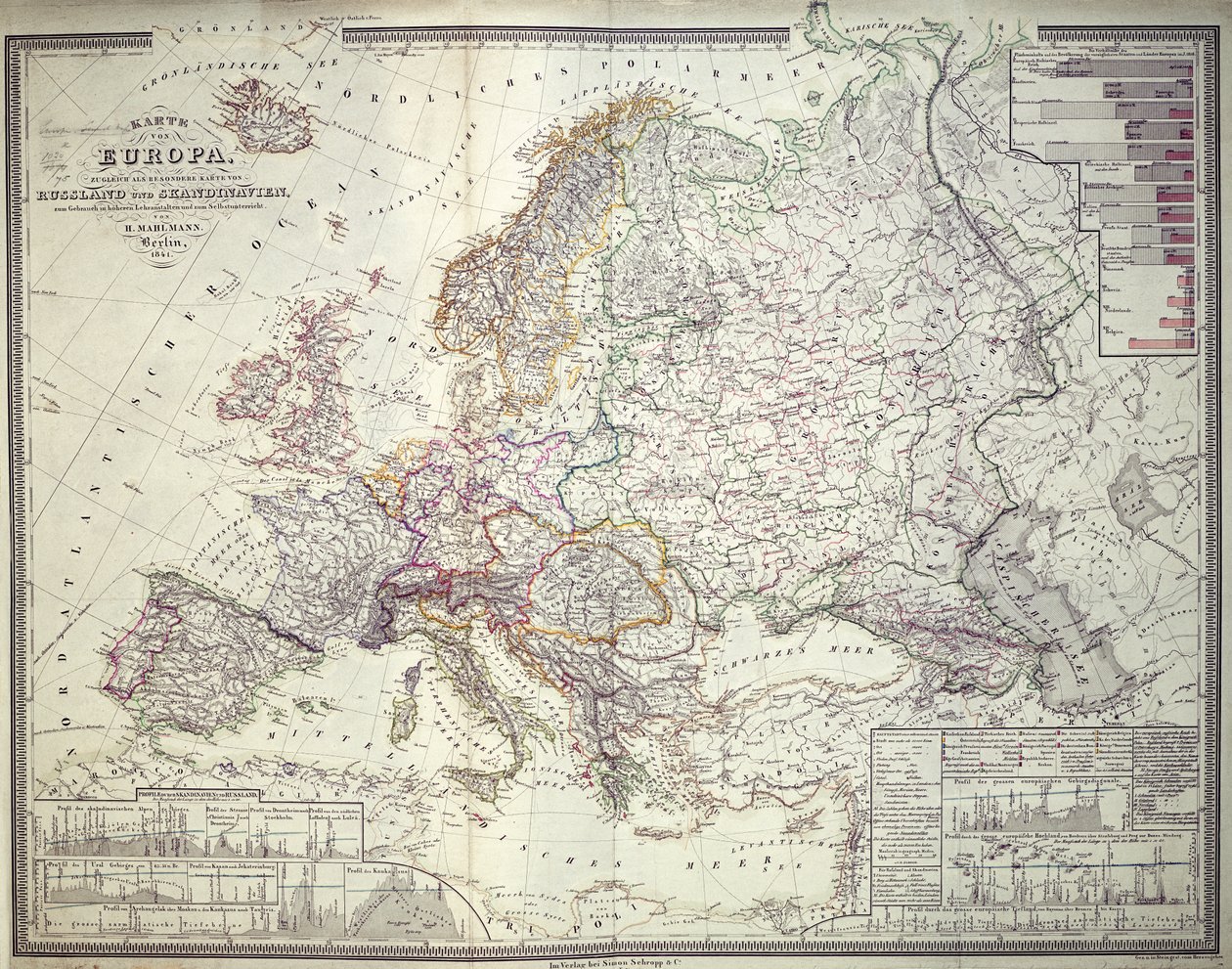 Mapa da Europa, 1841 de German School