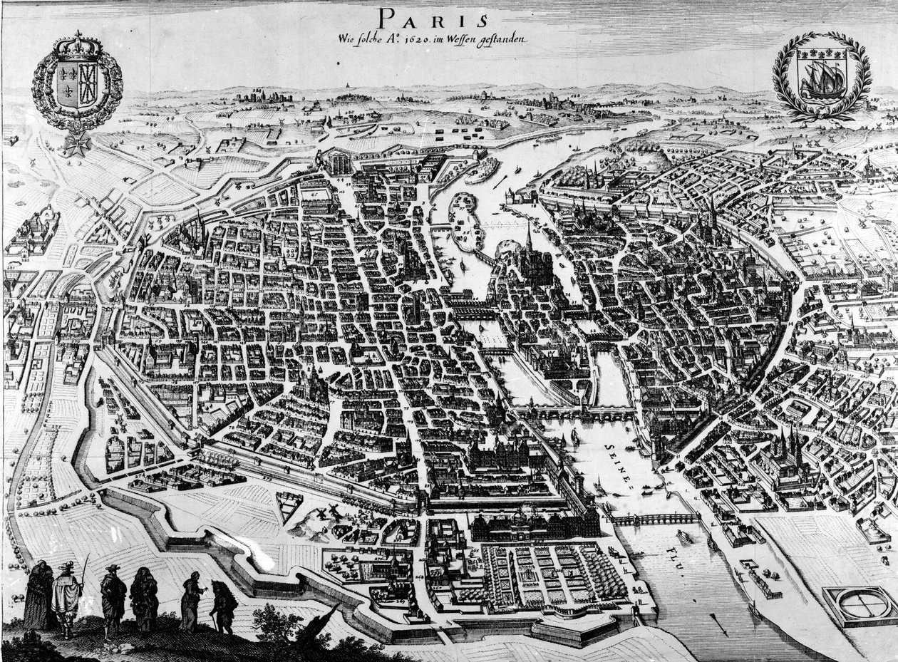 Mapa de Paris, 1620 de German School