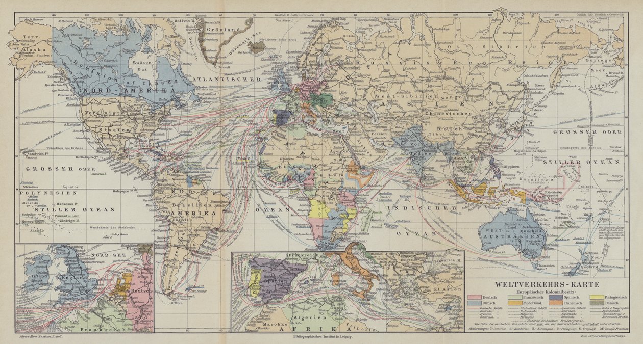 Mapa das rotas marítimas mundiais de German School