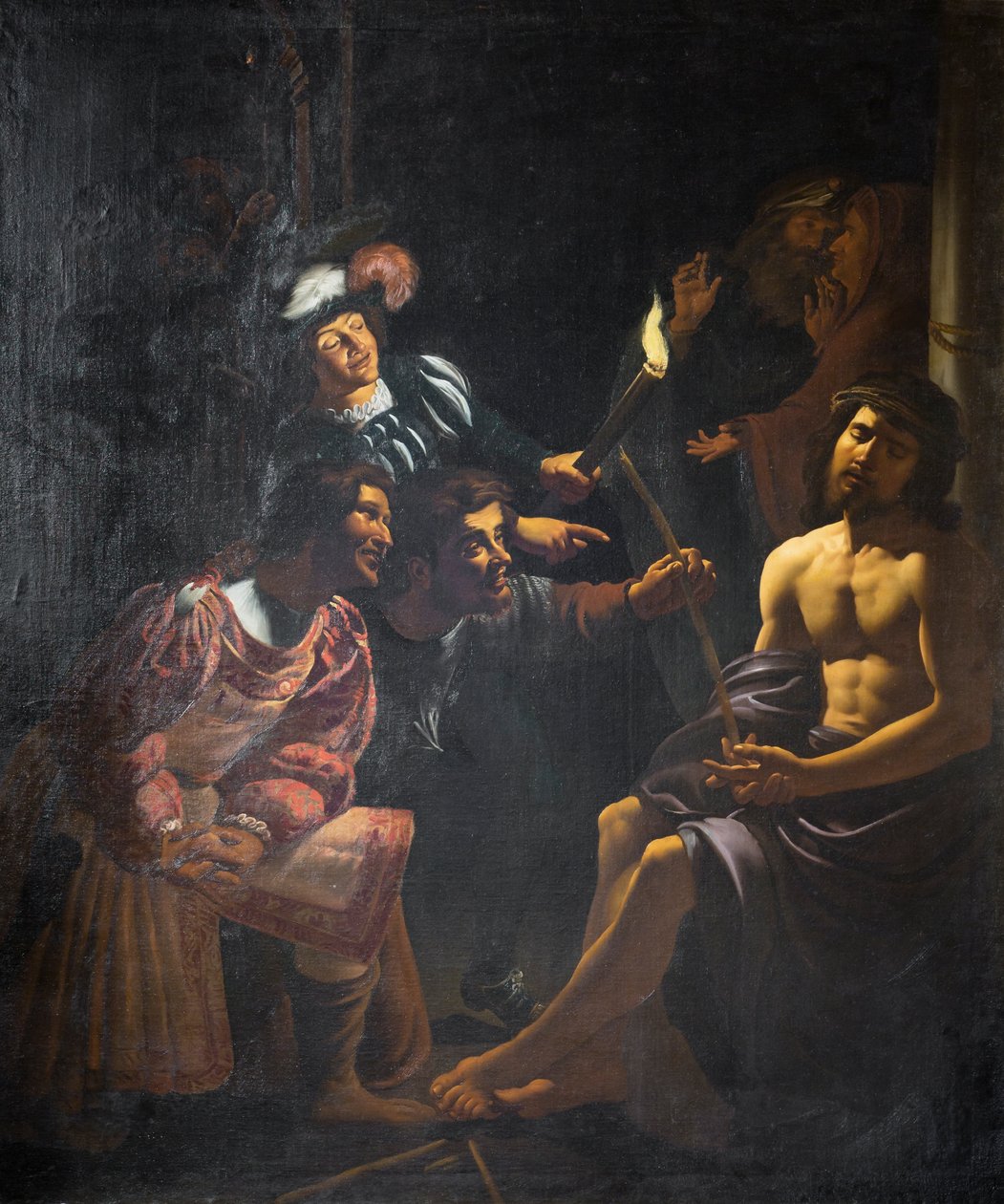 A zombaria de Cristo de Gerrit van Honthorst