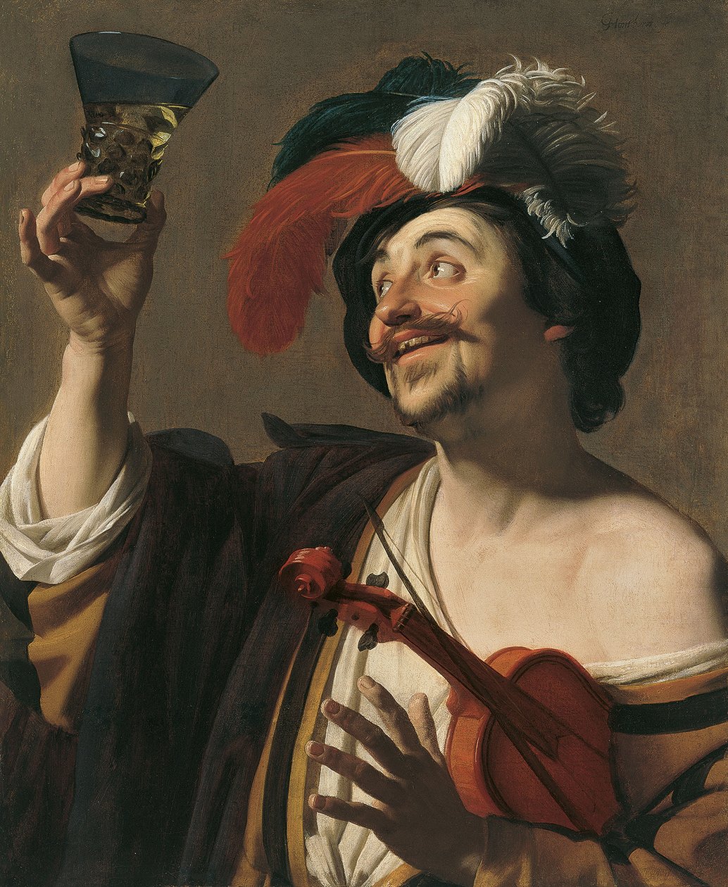 O violinista feliz de Gerrit van Honthorst