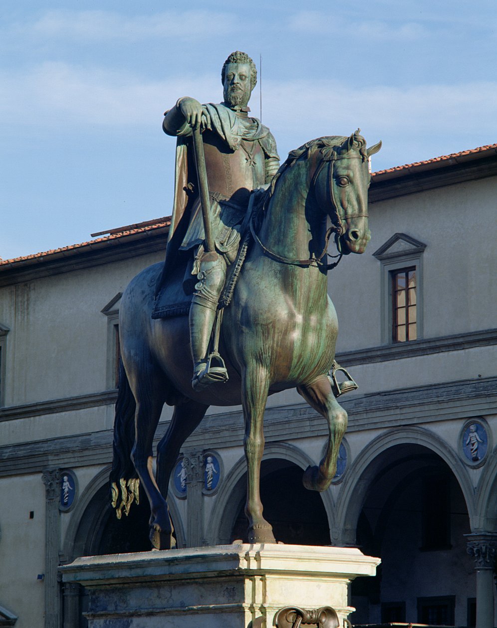 Estátua Equestre do Grão-Duque Ferdinando, detalhe do cavalo e cavaleiro, detalhe de bronze 1608 de 97.646 de Giambologna