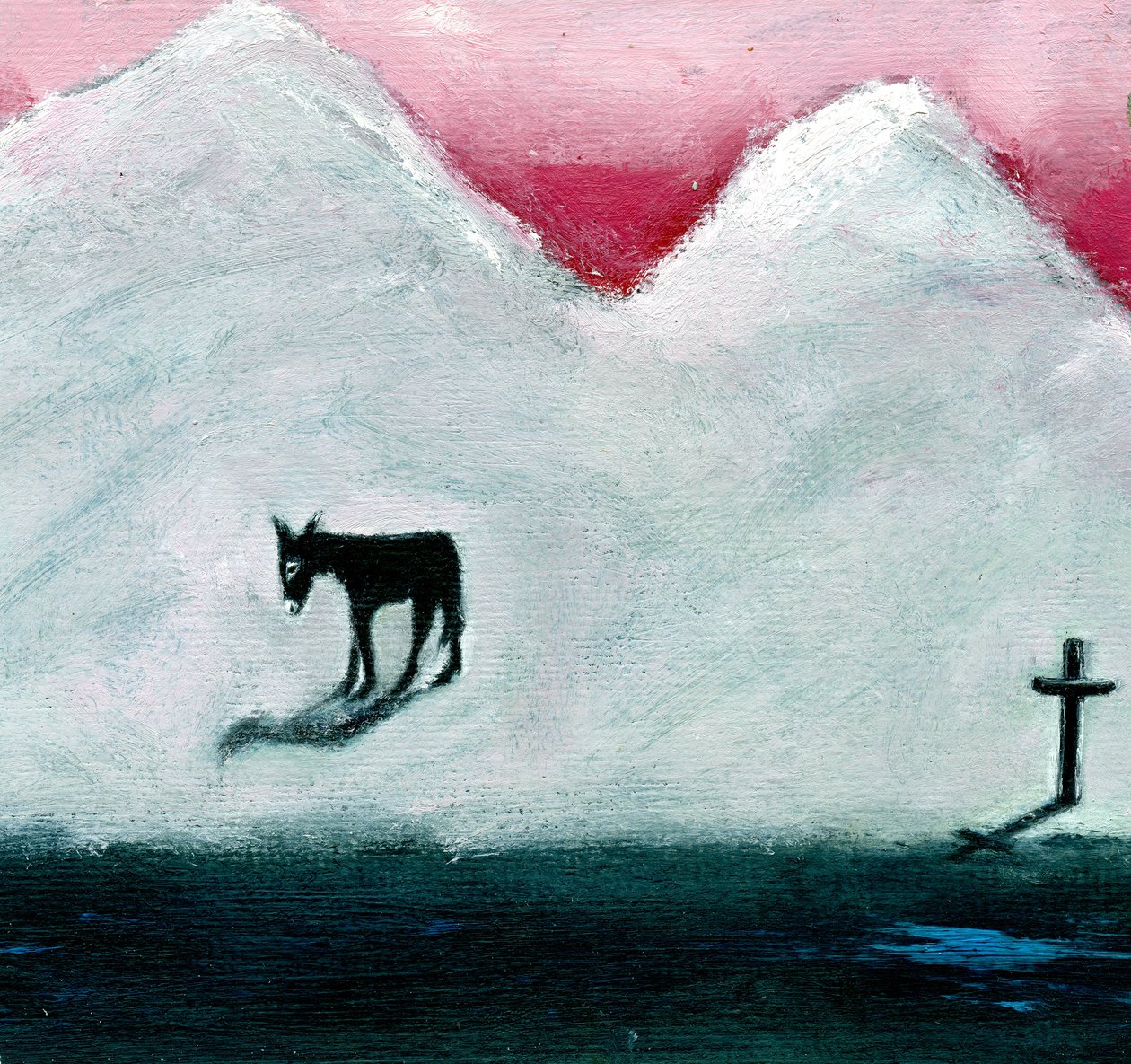 Burro e Cruz, 2003, (óleo sobre papel) de Gigi Sudbury