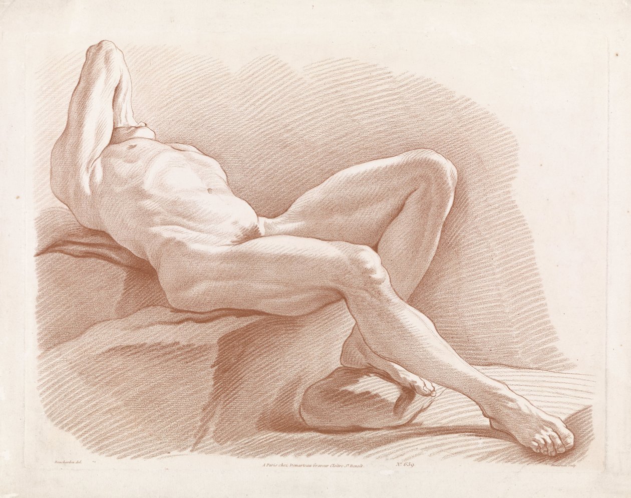 Reclinando o nu masculino de Gilles Demarteau