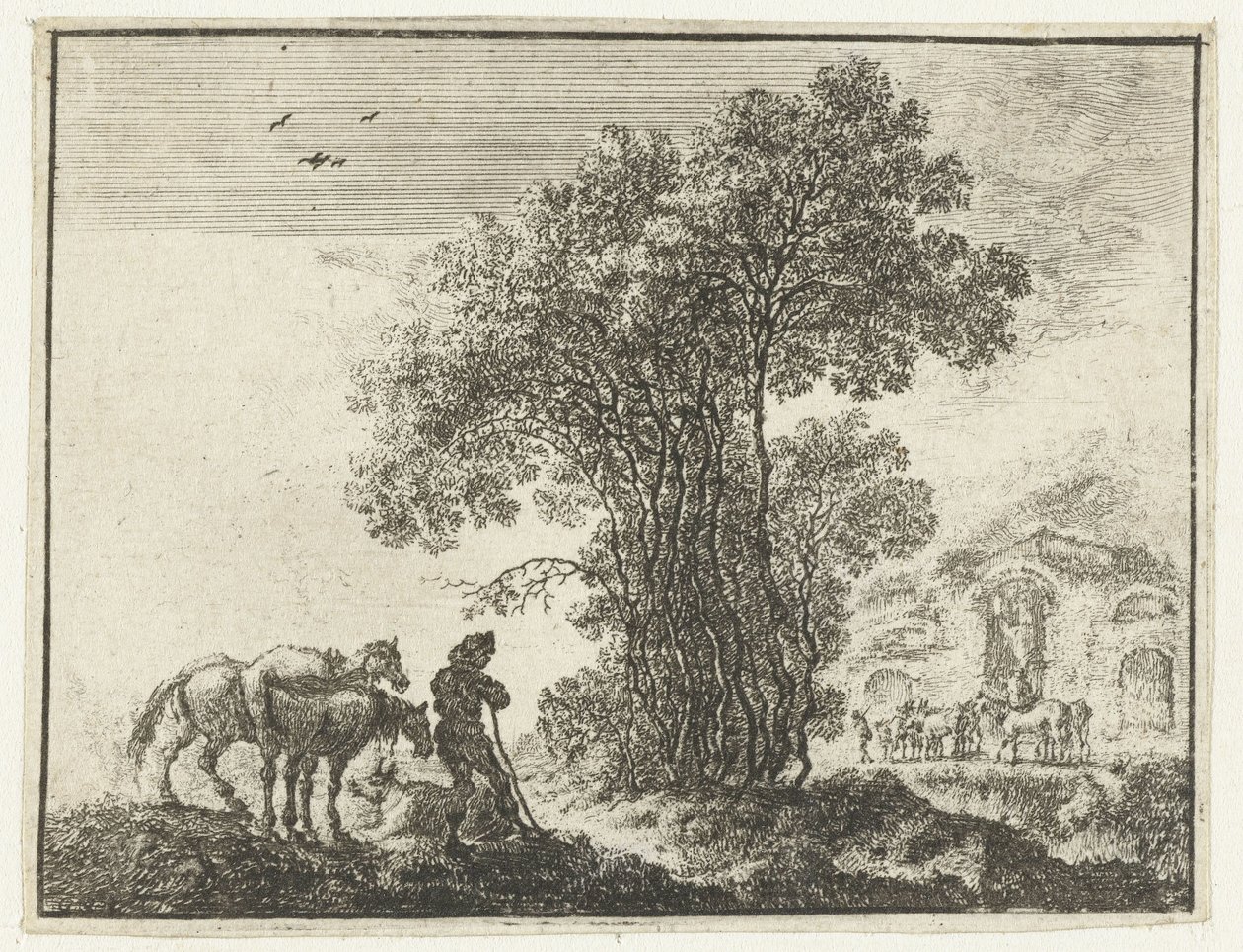 Paisagem com um agricultor e dois cavalos de Gilles Neyts