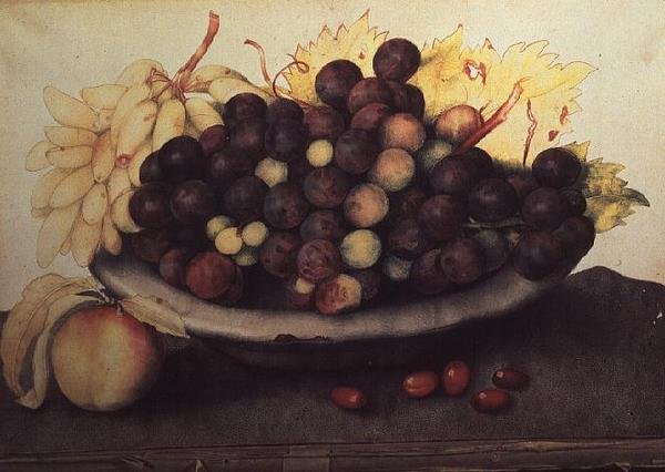 Uvas com um pêssego de Giovanna Garzoni