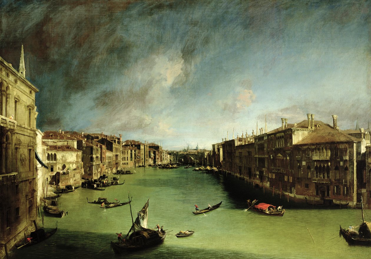 O Grande Canal, Vista do Palazzo Balbi em direção à Ponte de Rialto, 1724 de Giovanni Antonio Canal