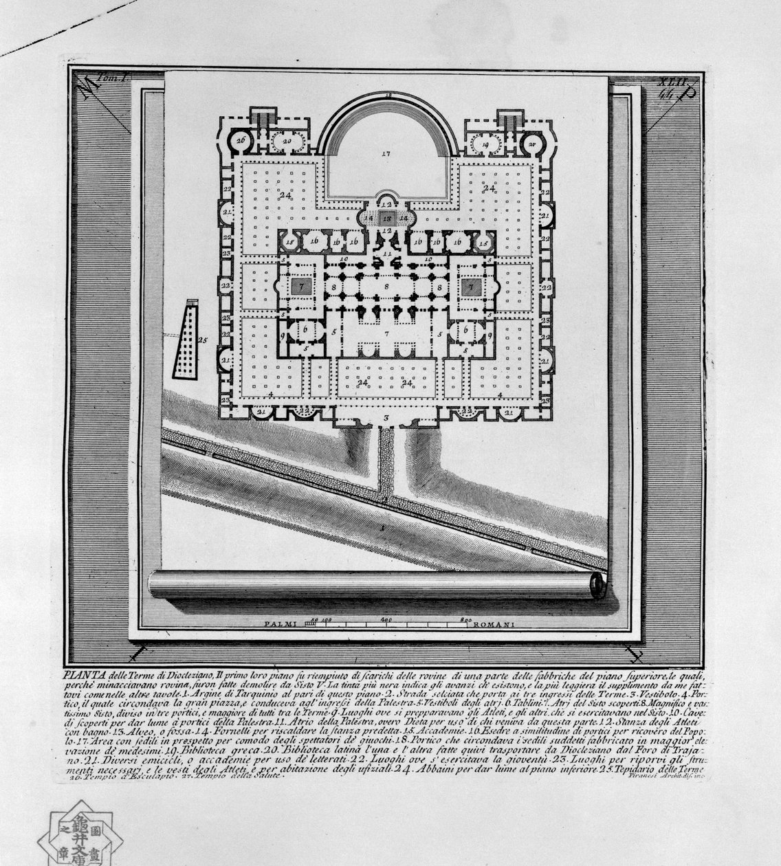 Plano dos Banhos de Diocleciano (Roma) de Giovanni Battista Piranesi