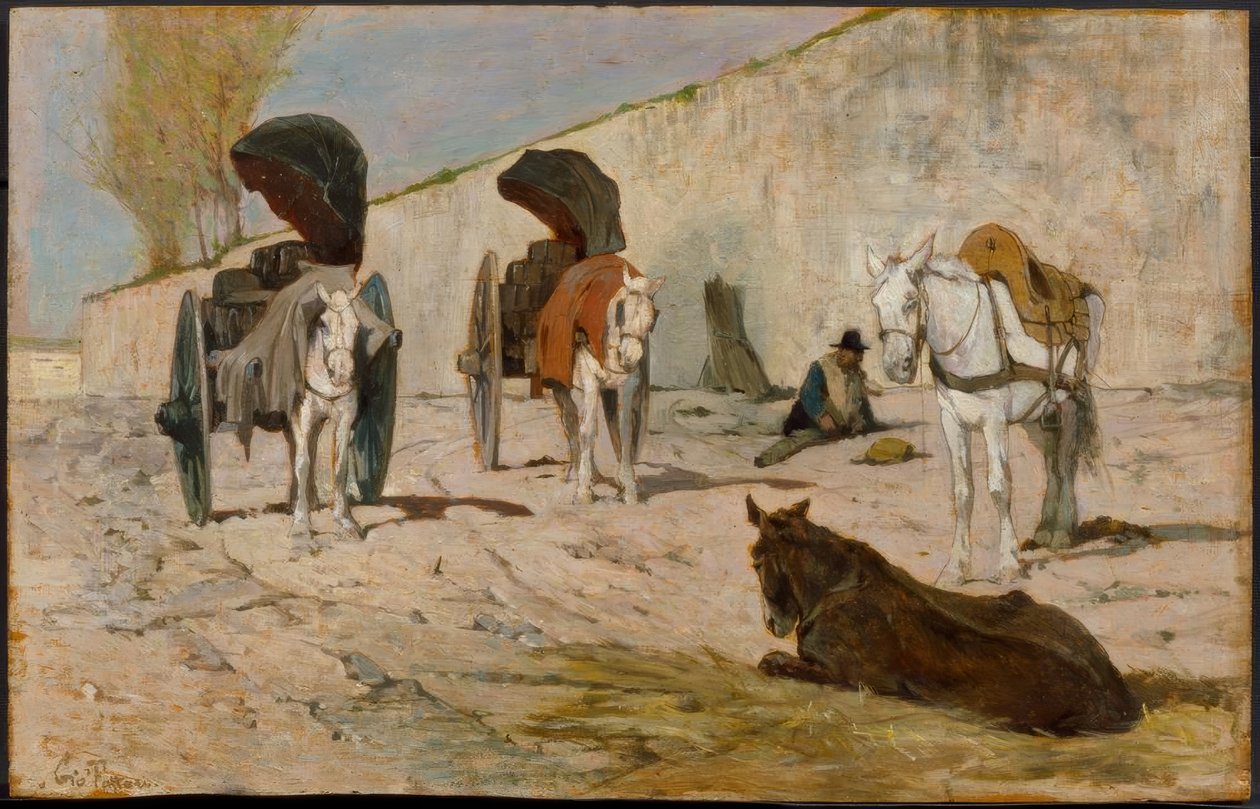 Carrinhos de mão romanos de Giovanni Fattori