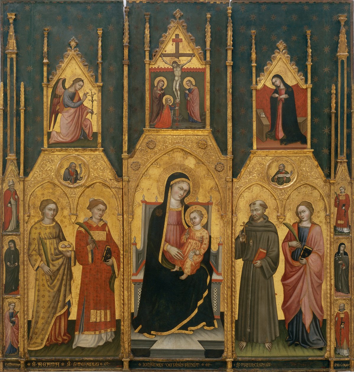 Retábulo da Virgem com os Santos Agatha, Estevão, Francisco e um Mártir Santo de Giovanni di Pietro da Pisa