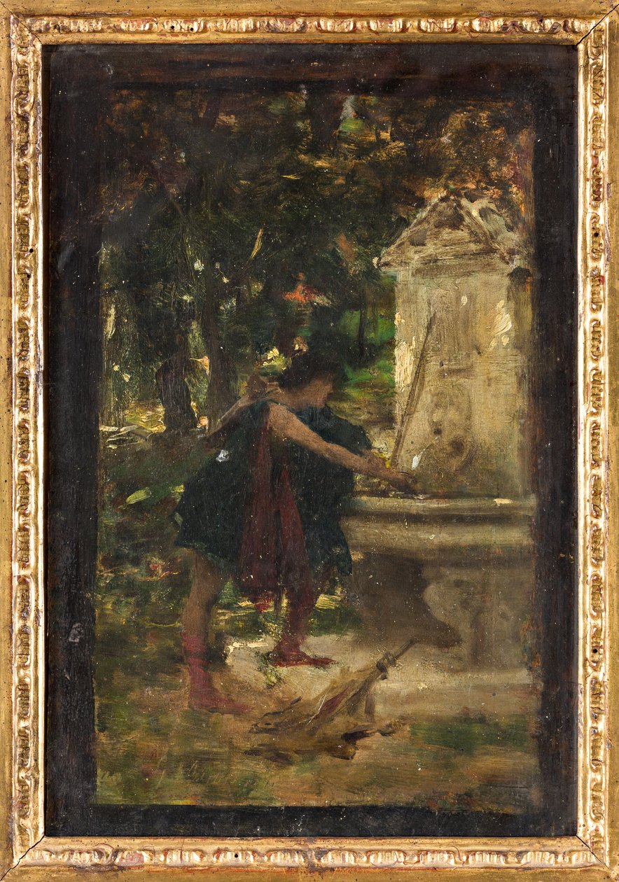 Na Fonte (óleo a bordo) de Giovanni Muzzioli