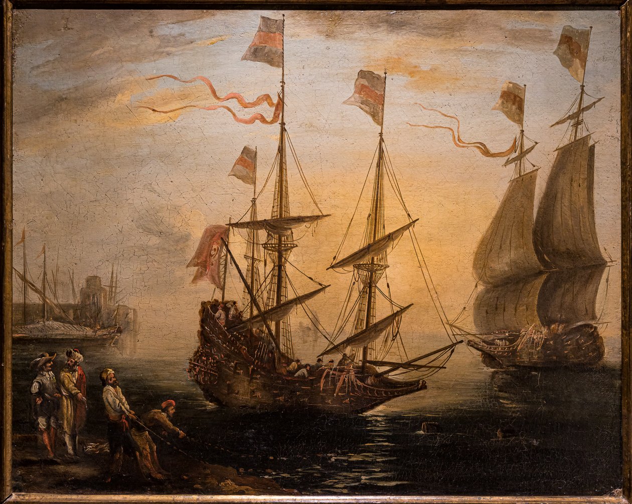 Marina e dois veleiros de Giovanni Signorini